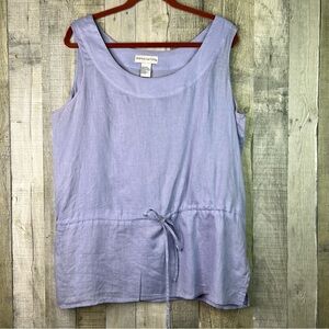 Doncaster Size 1W Tunic Sleeveless Crewneck w/Tie Cinch Waist 100% Linen